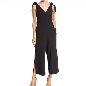 See By Chloe Black Bow Straps Wide Leg Crop Sleeveless Jumpsuit